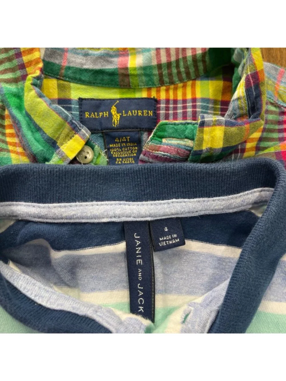 Ralph Lauren and Janie and Jack Short Sleeve Shirt Lot of 2 Boys Size 4 Cotton